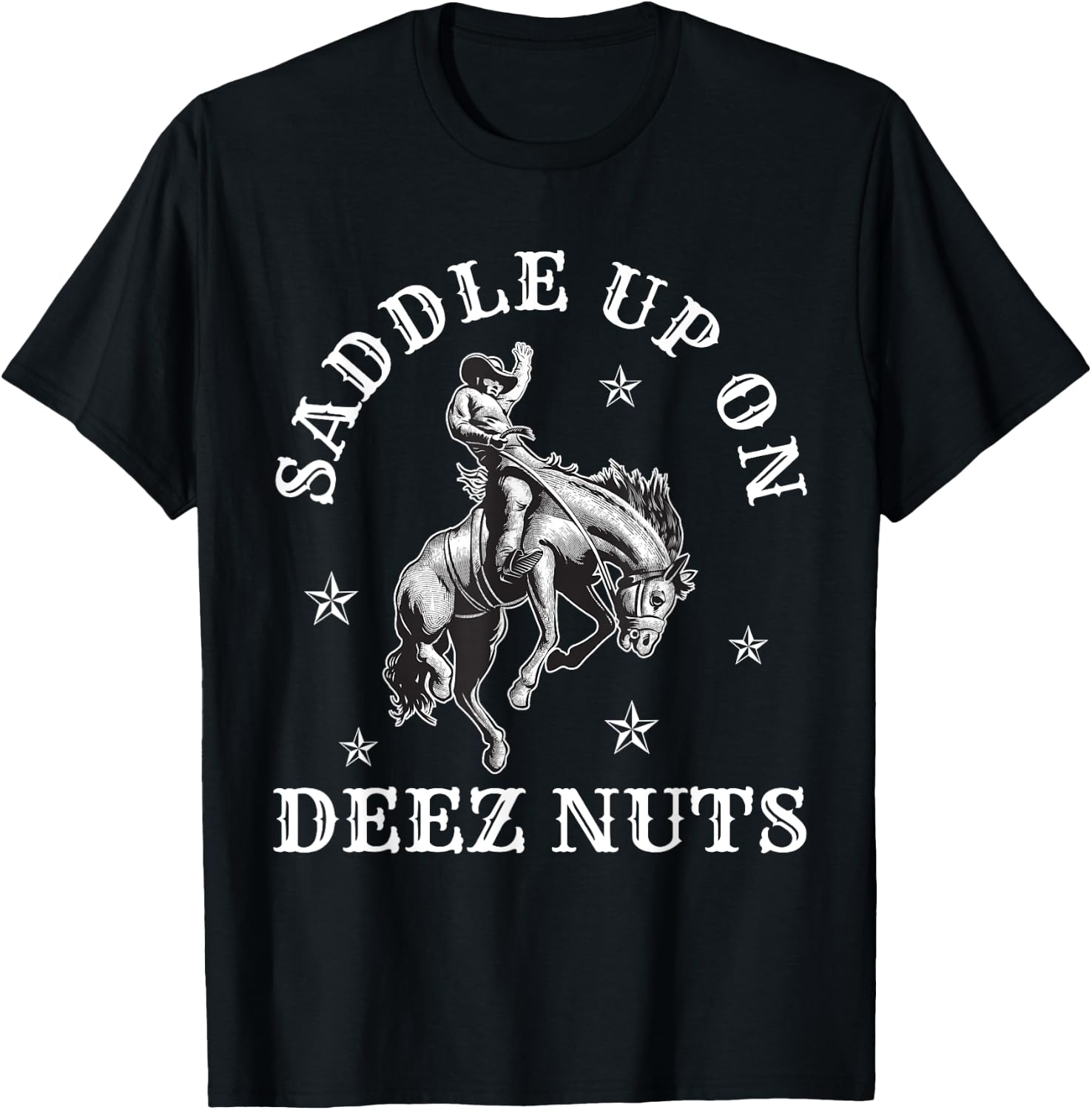 Cowboycore Saddle Up Deez Nuts Cowboy Aesthetic T-Shirt - T-Shirt | Black