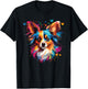 Watercolor Colorful Papillon Dog Women Kids T-Shirt - T-Shirt | Black