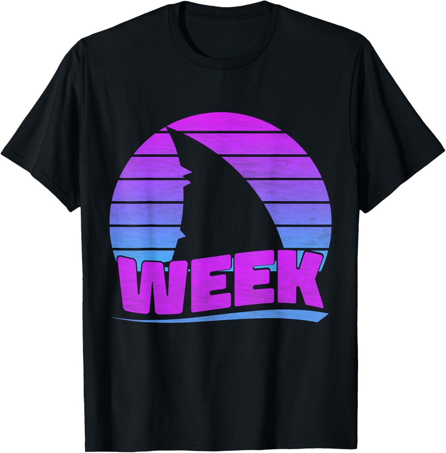 2025 Week Retro Shark Fin Lover Sea Ocean Animal Summer Trip Men Women Kids T-Shirt - T-Shirt | Black