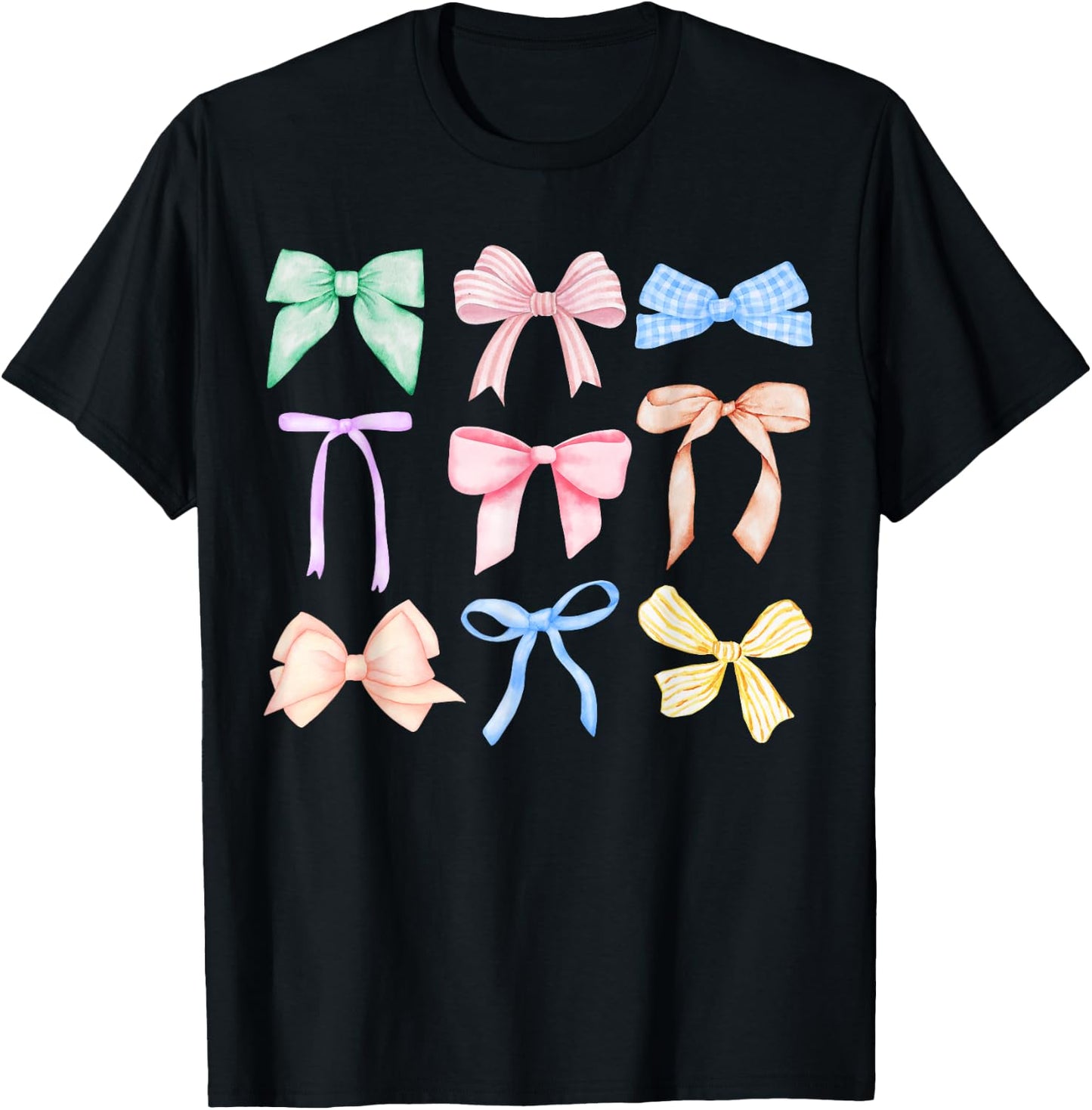 Bows Coquette Bow Coquette Aesthetic Preppy Girly Girl T-Shirt - T-Shirt | Black