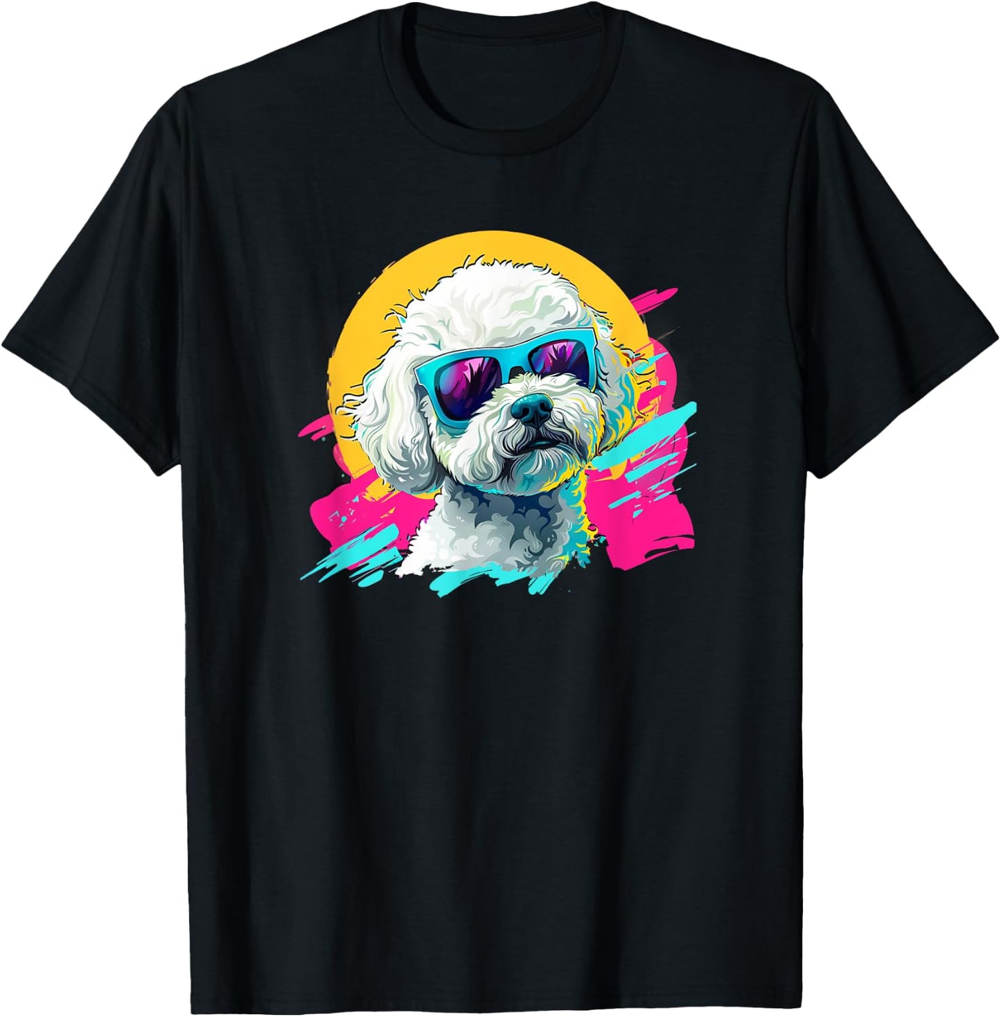 Kids 80s Bright Retro Vintage Bichon Frise Lover T-Shirt - T-Shirt | Black