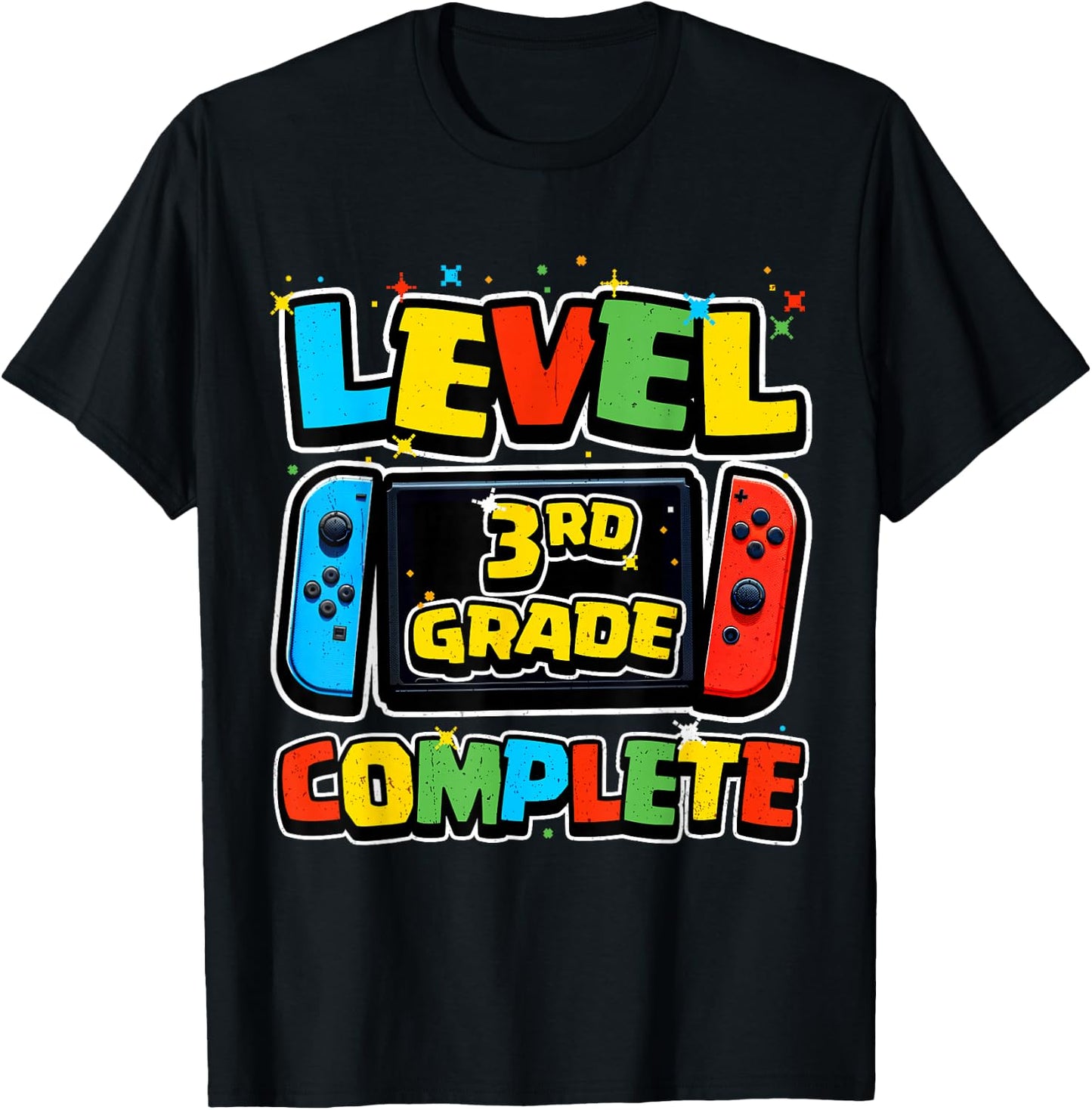 Level 3rd Grade Complete Gamer Boys Girls Kids Class of 2026 T-Shirt - T-Shirt | Black
