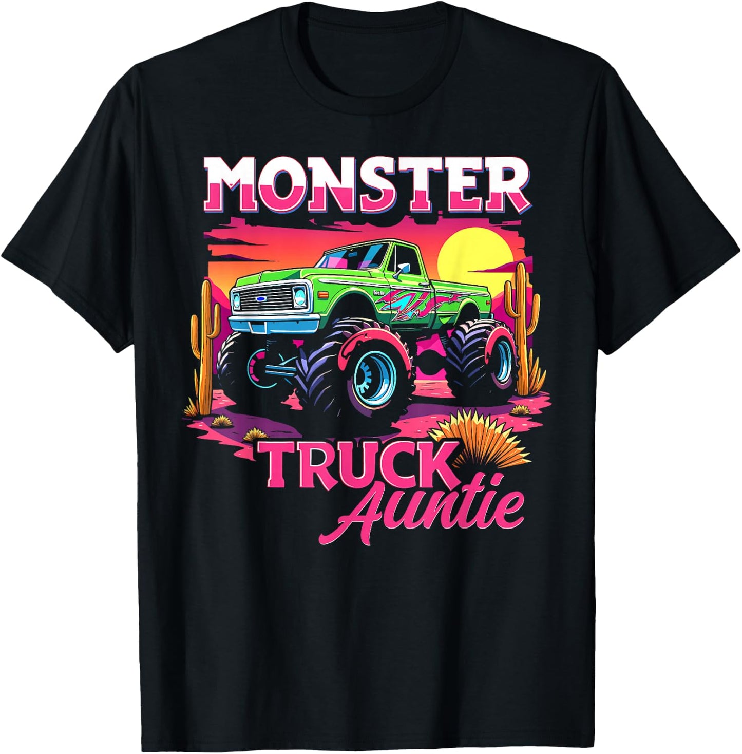 Monster Truck Auntie Matching Family Monster Truck Aunt T-Shirt - T-Shirt | Black