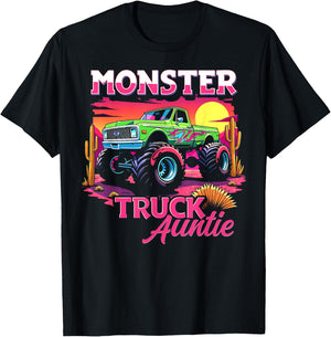 Monster Truck Auntie Matching Family Monster Truck Aunt T-Shirt - T-Shirt | Black