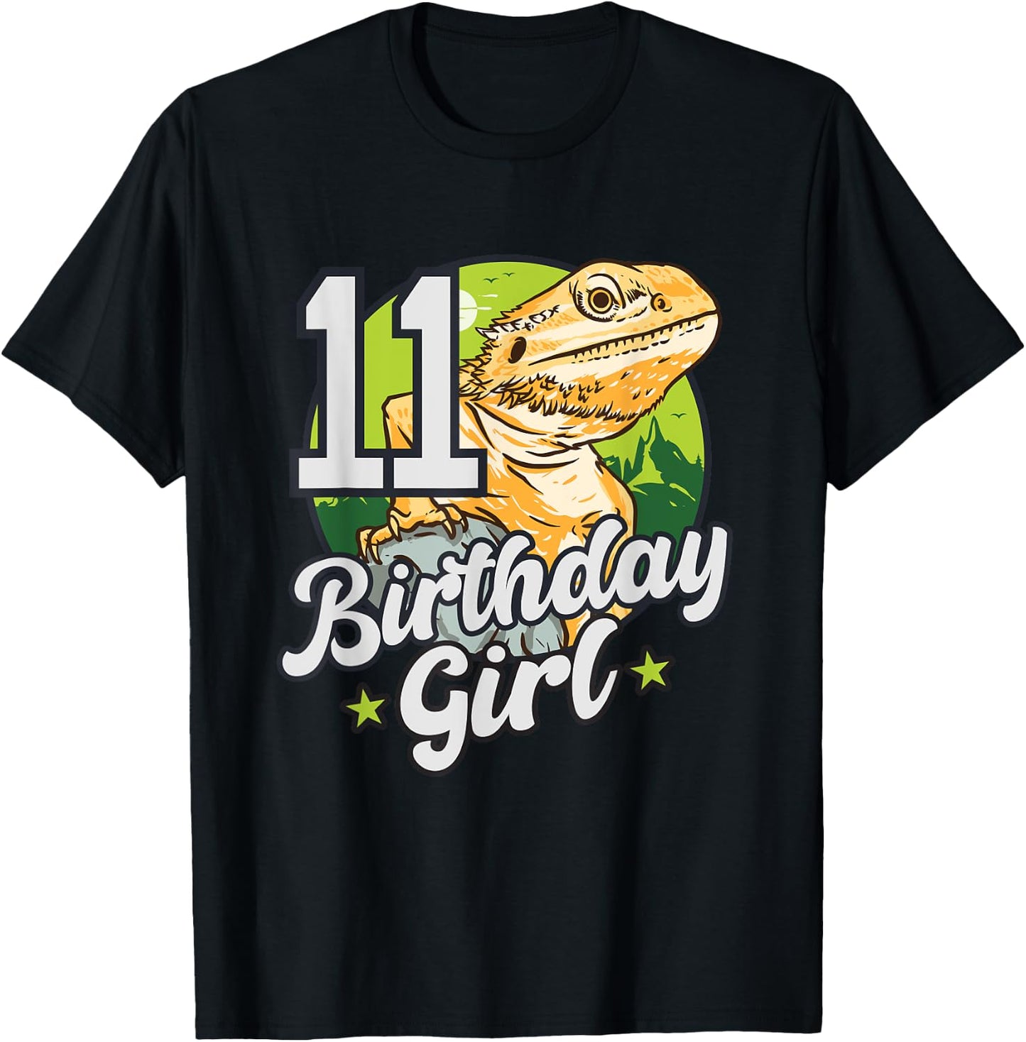 Lizard Birthday 11 Bearded Dragon 11 Year Old Girl T-Shirt - T-Shirt | Black