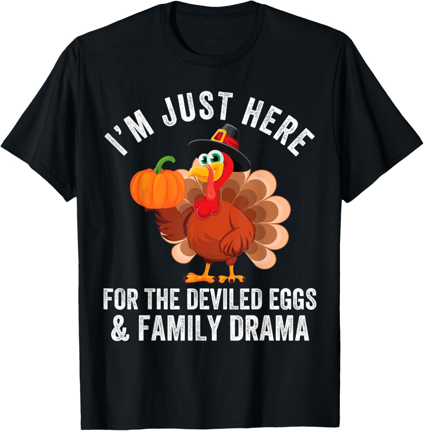 Funny Thanksgiving Deviled Eggs Family Drama - -Adults - Black - Short Sleeve - - Size: Small T-Shirt - T-Shirt | Black
