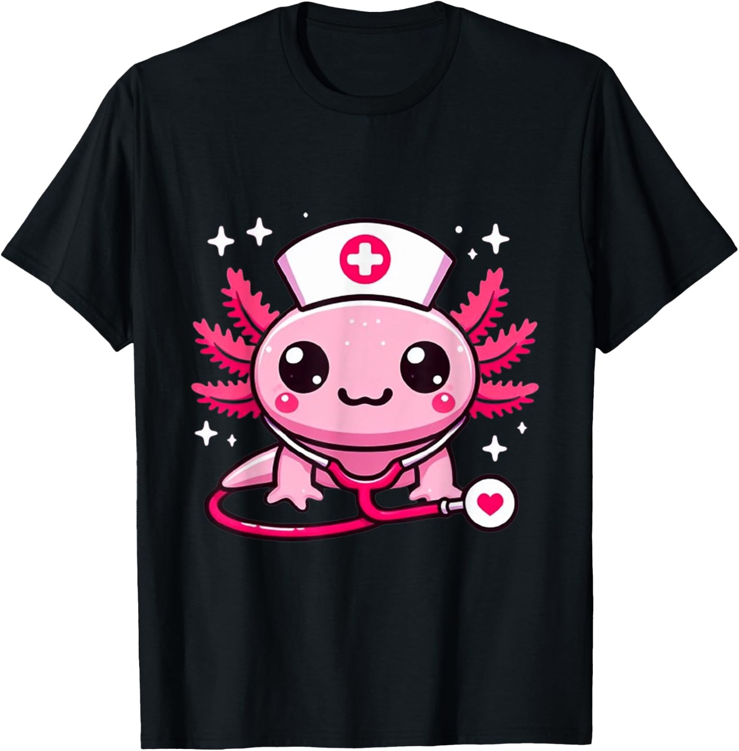 Thanksgiving Scrub Tops Women Axolotls Nurse Holiday Nursing T-Shirt - T-Shirt | Black