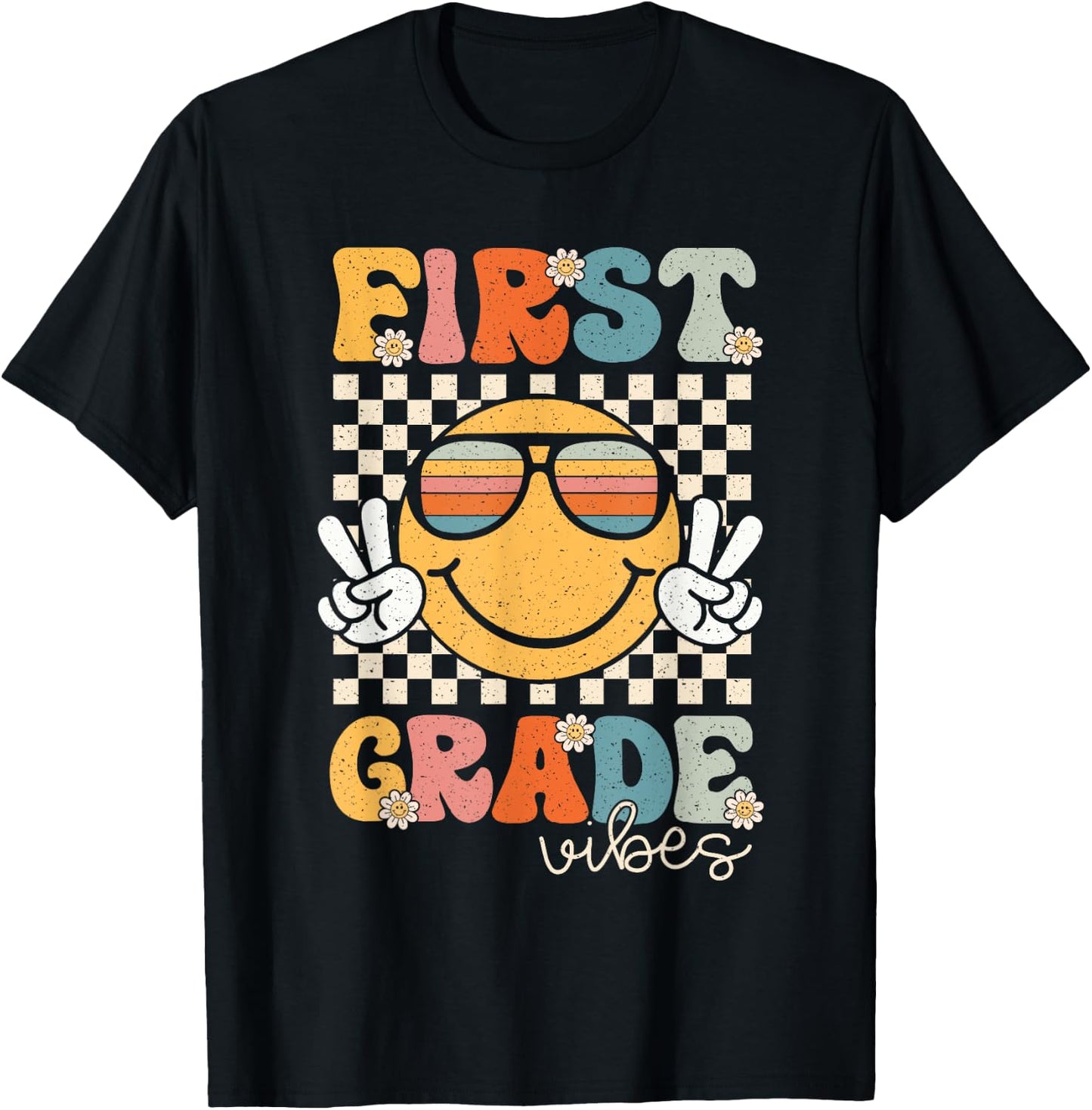 First Grade Vibes Smile First Day of School 1st Grade Team T-Shirt - T-Shirt | Black