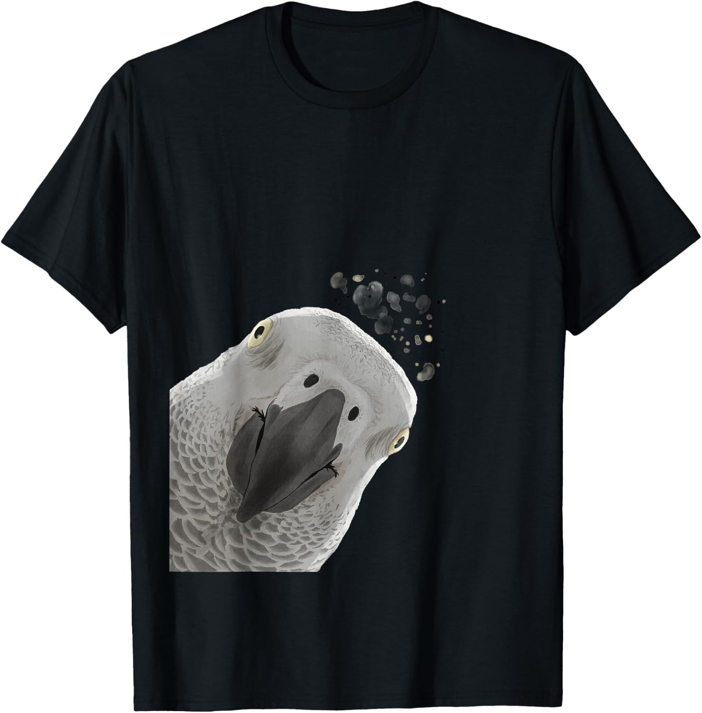 Funny Bird Curious African Gray Parrot T-Shirt - T-Shirt | Black