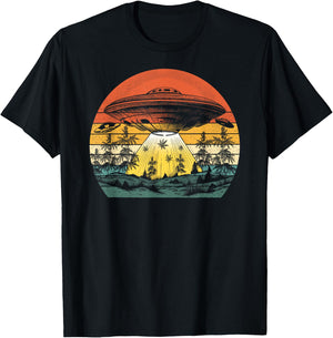 Vintage Alien Weed UFO Abduction Marijuana Cannabis Funny T-Shirt - T-Shirt | Black