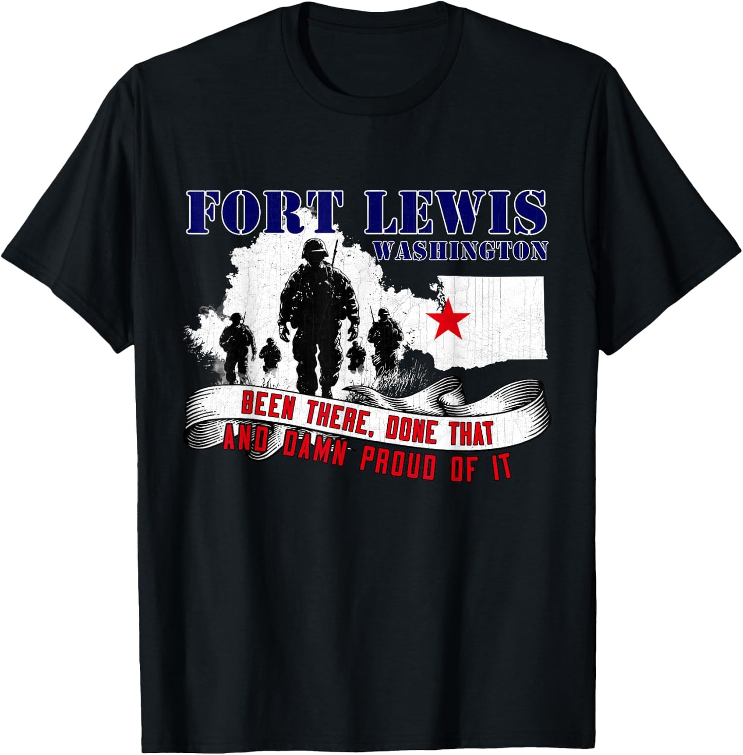 Fort Lewis Washington US Military Base Veterans Day T-Shirt - T-Shirt | Black
