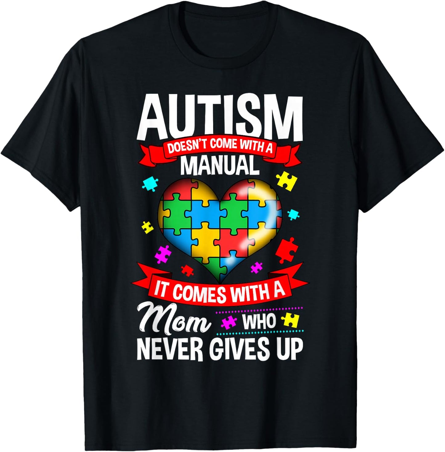 Autism Mom Shirt Women Autism Awareness Shirts Mom Cute T-Shirt - T-Shirt | Black