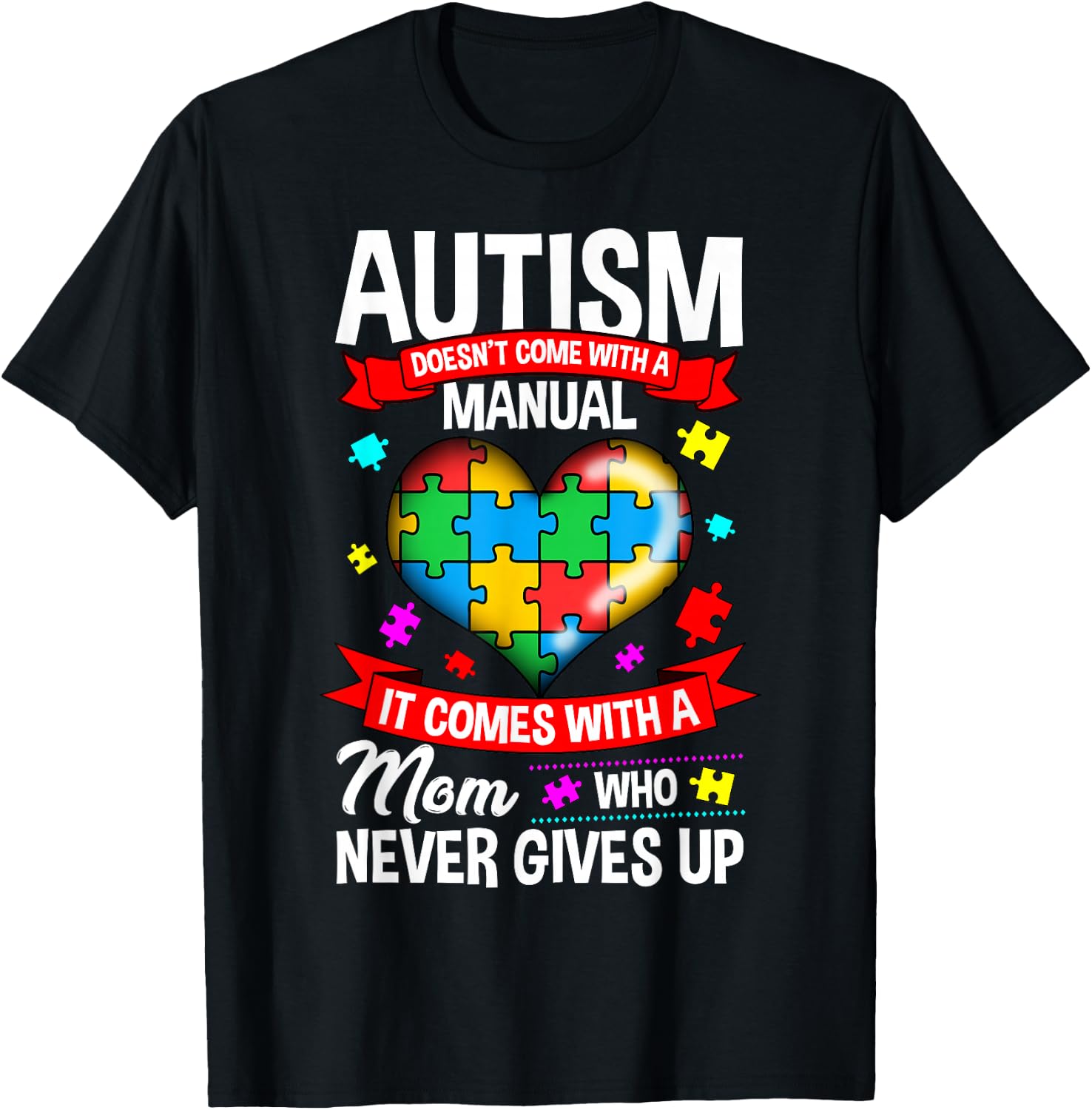 Autism Mom Shirt Women Autism Awareness Shirts Mom Cute T-Shirt - T-Shirt | Black