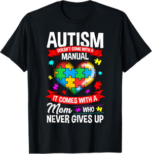 Autism Mom Shirt Women Autism Awareness Shirts Mom Cute T-Shirt - T-Shirt | Black