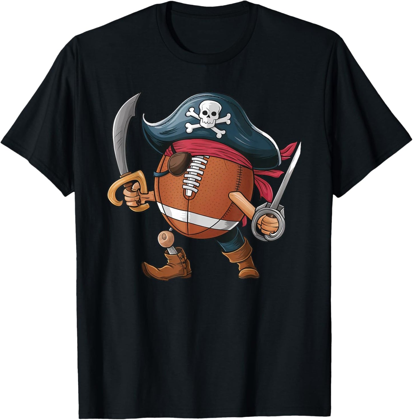 Funny Football Pirate Halloween Kids Football T-Shirt - T-Shirt | Black
