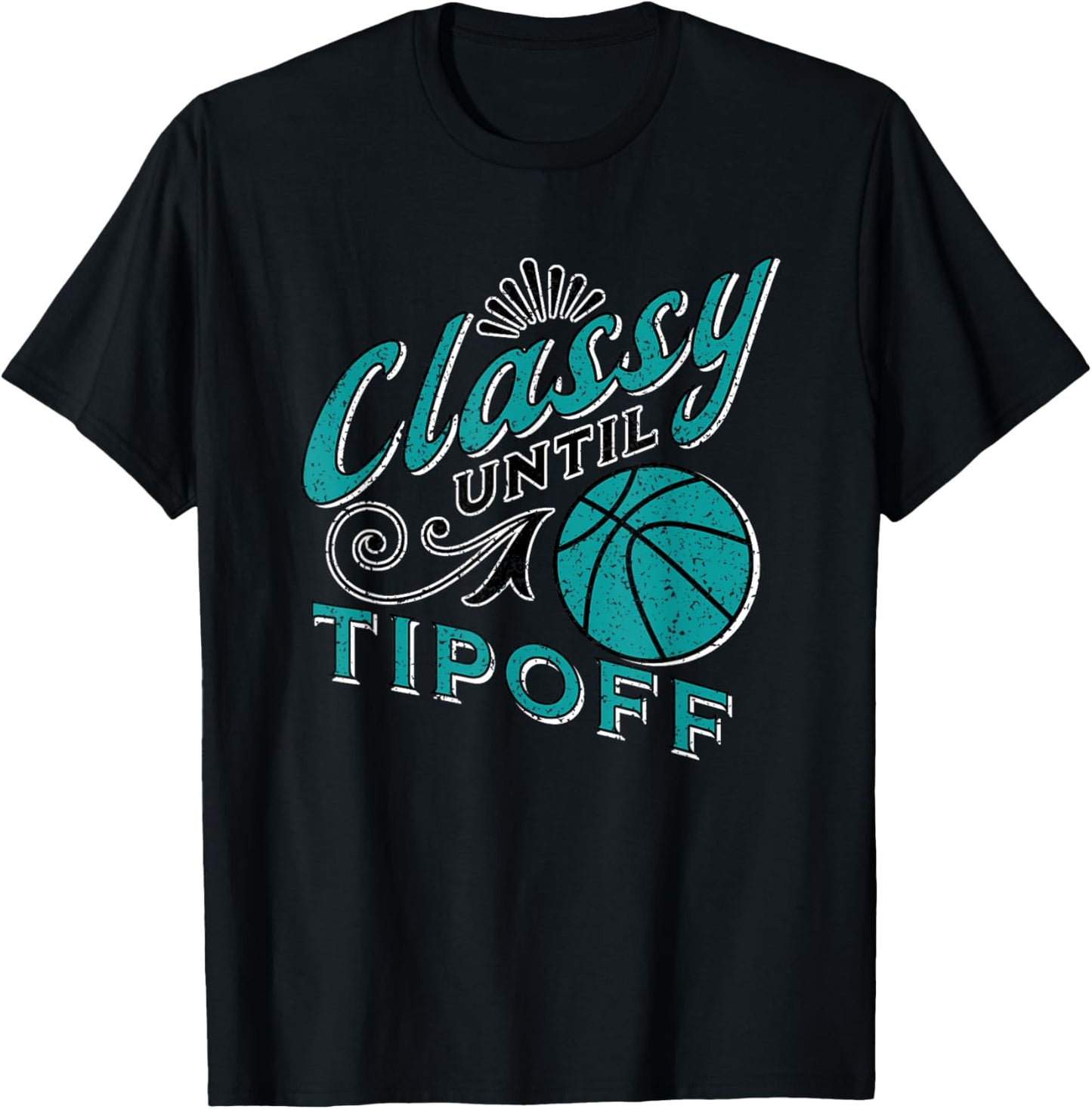 Classy Women Teal Basketball Gift Basketball Mom Text T-Shirt - T-Shirt | Black