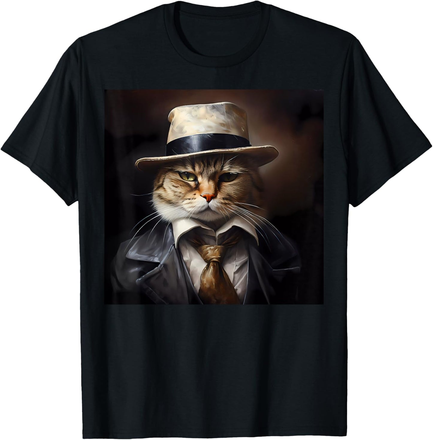 Funny Cat Gangster Mafia Meme for Kitten Parents Adults Kids T-Shirt - T-Shirt | Black