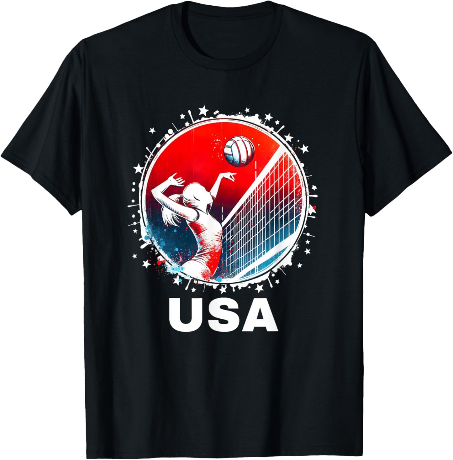 USA Team Volleyball Shirt Volleyball Women Volleyball USA T-Shirt - T-Shirt | Black