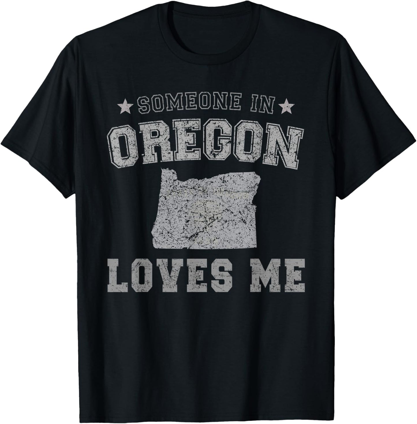 Someone In Oregon Loves Me Heart Vintage State T-Shirt - T-Shirt | Black