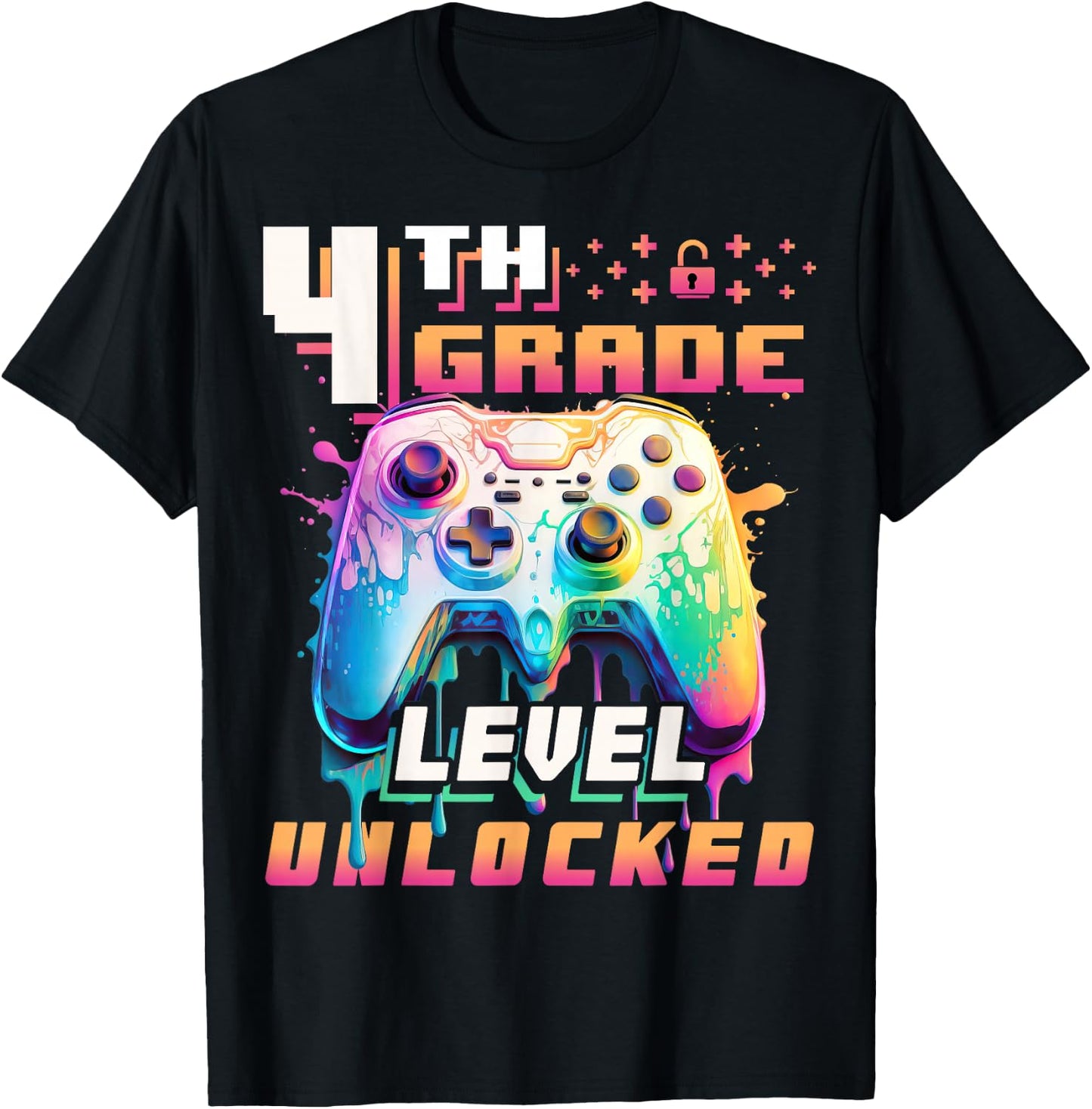 Back to School 4th Grade Boys Gamer First Day School Level T-Shirt - T-Shirt | Black