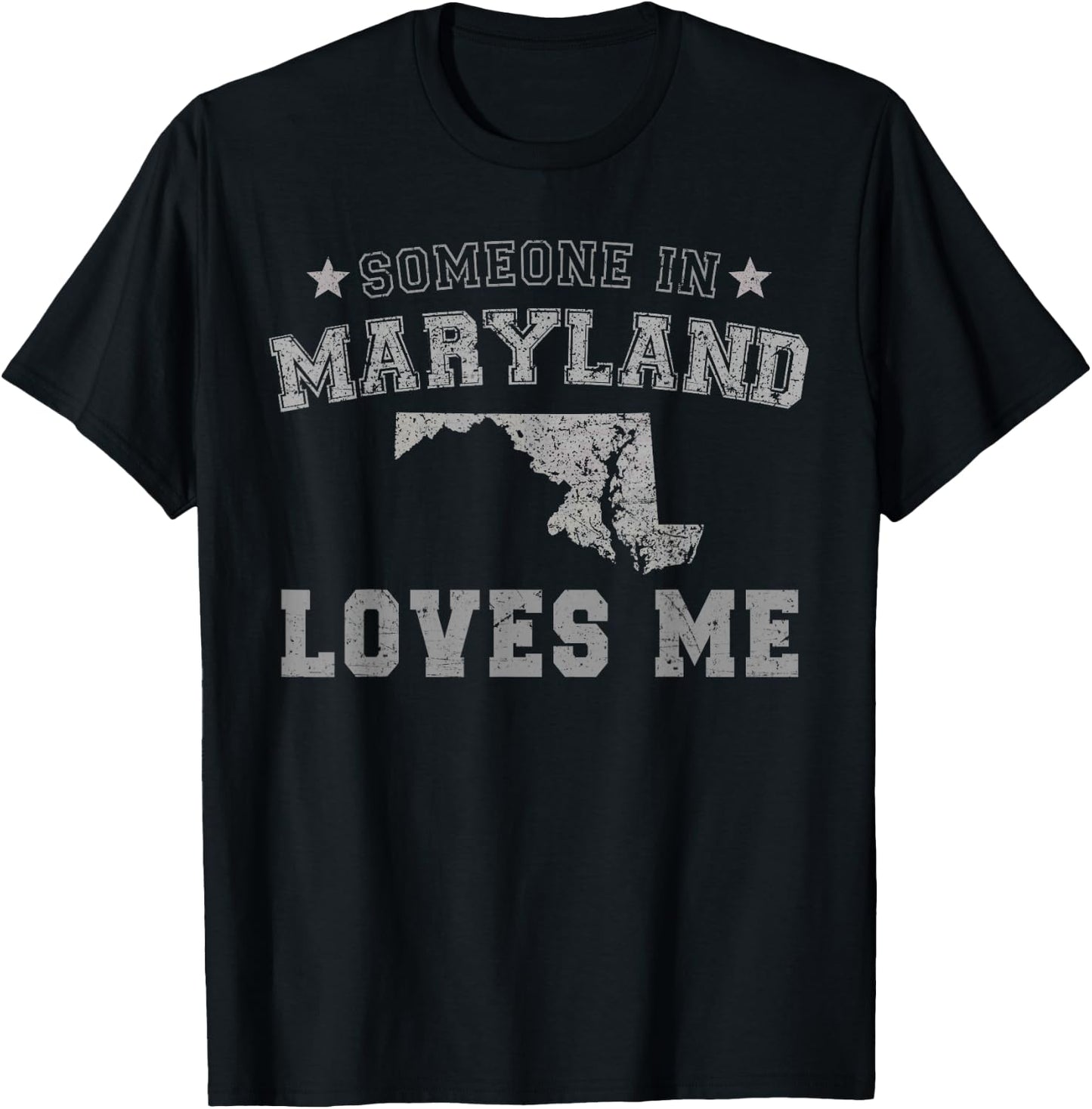 Someone In Maryland Loves Me Heart Vintage State T-Shirt - T-Shirt | Black
