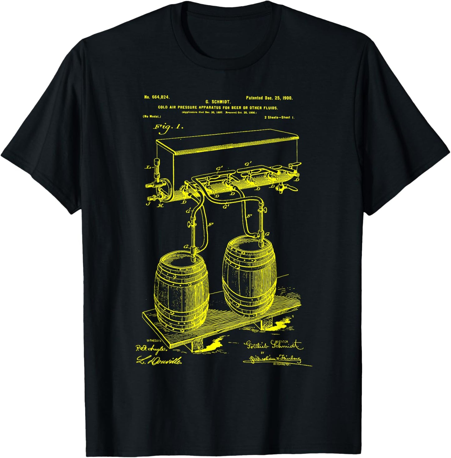 Craft Beer Brewing Classic Vintage Patent Brewery Brewer T-Shirt - T-Shirt | Black