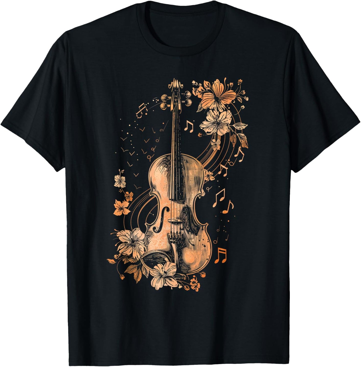 Violin Player Classical Music Notes Orchestra Violinist T-Shirt - T-Shirt | Black