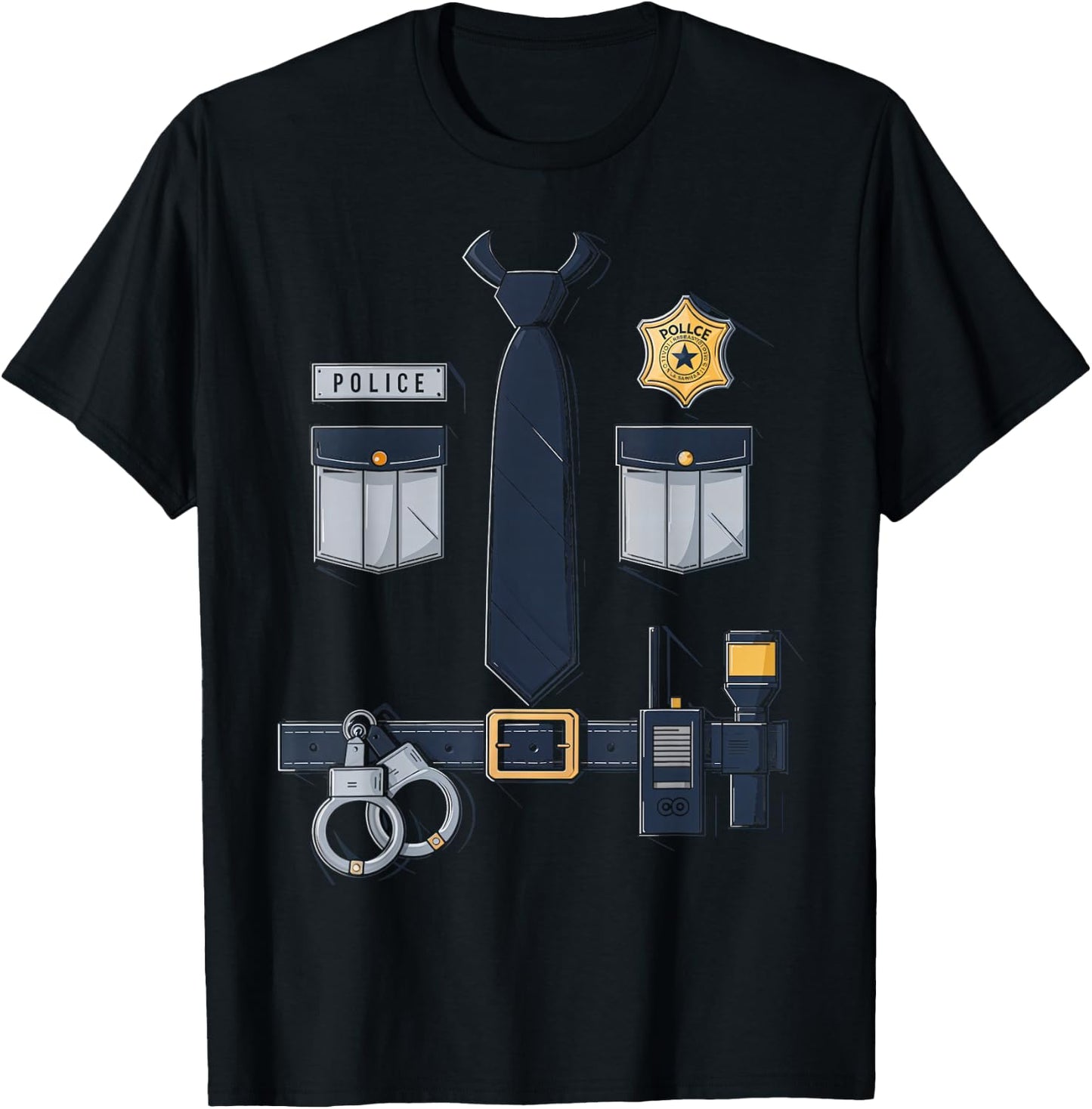 Police Officer Badge Costume Police Gear Cop Costume T-Shirt - T-Shirt | Black