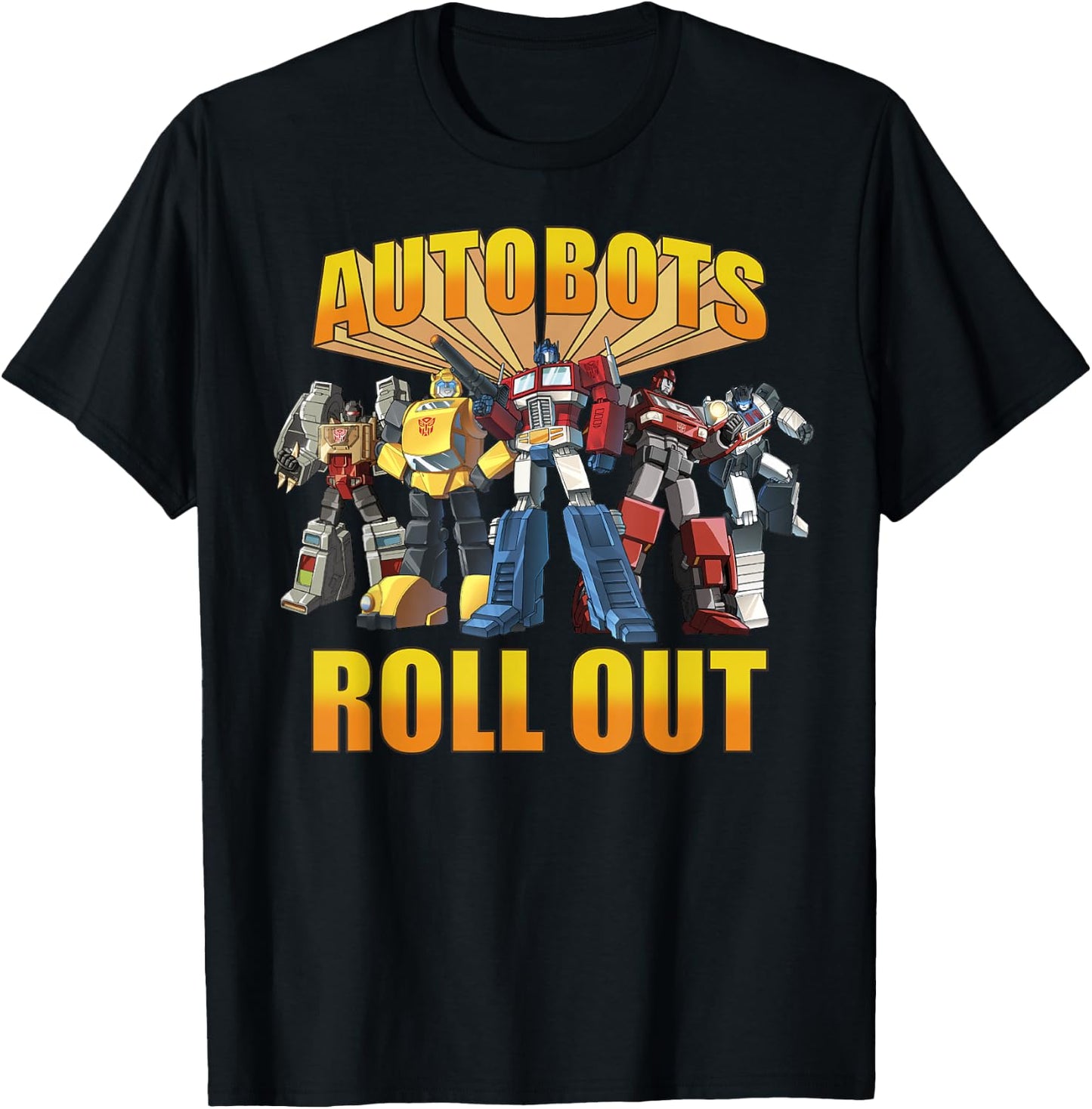 Transformers Retro Autobots Roll Out Group Shot T-Shirt - T-Shirt | Black