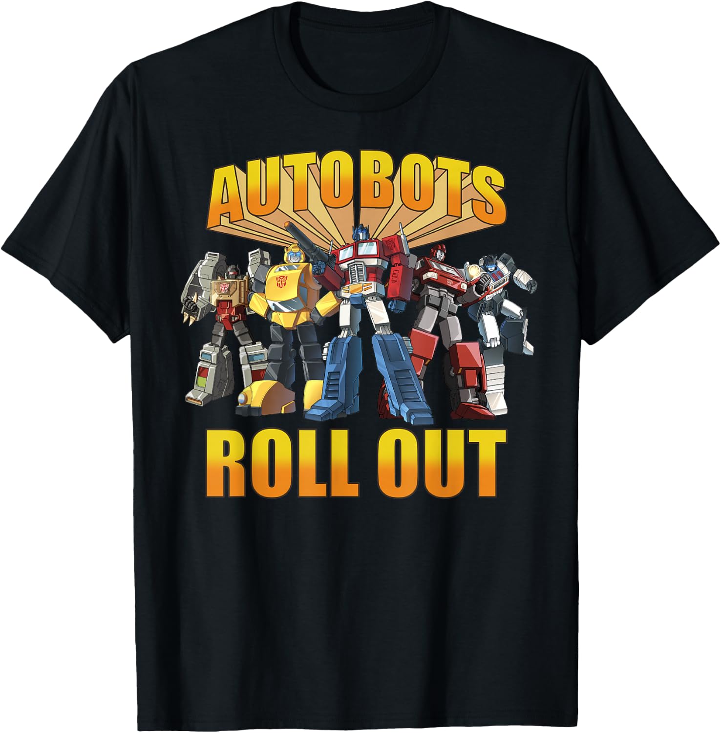 Transformers Retro Autobots Roll Out Group Shot T-Shirt - T-Shirt | Black