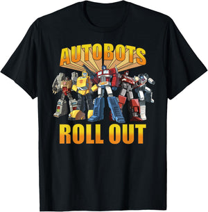 Transformers Retro Autobots Roll Out Group Shot T-Shirt - T-Shirt | Black