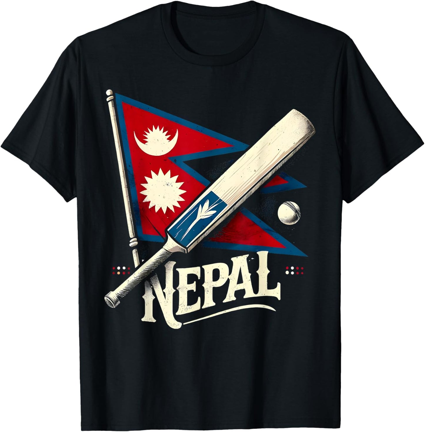 Nepal Cricket Jersey 2024, Cricket Flag of Nepal Team T-Shirt - T-Shirt | Black