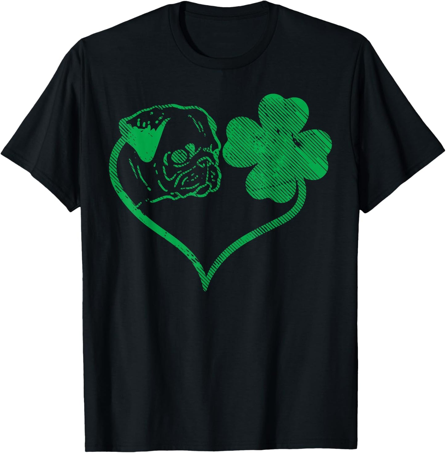 Irish Pug Face Shamrock Clover St Patricks Day Dog Owner T-Shirt - T-Shirt | Black