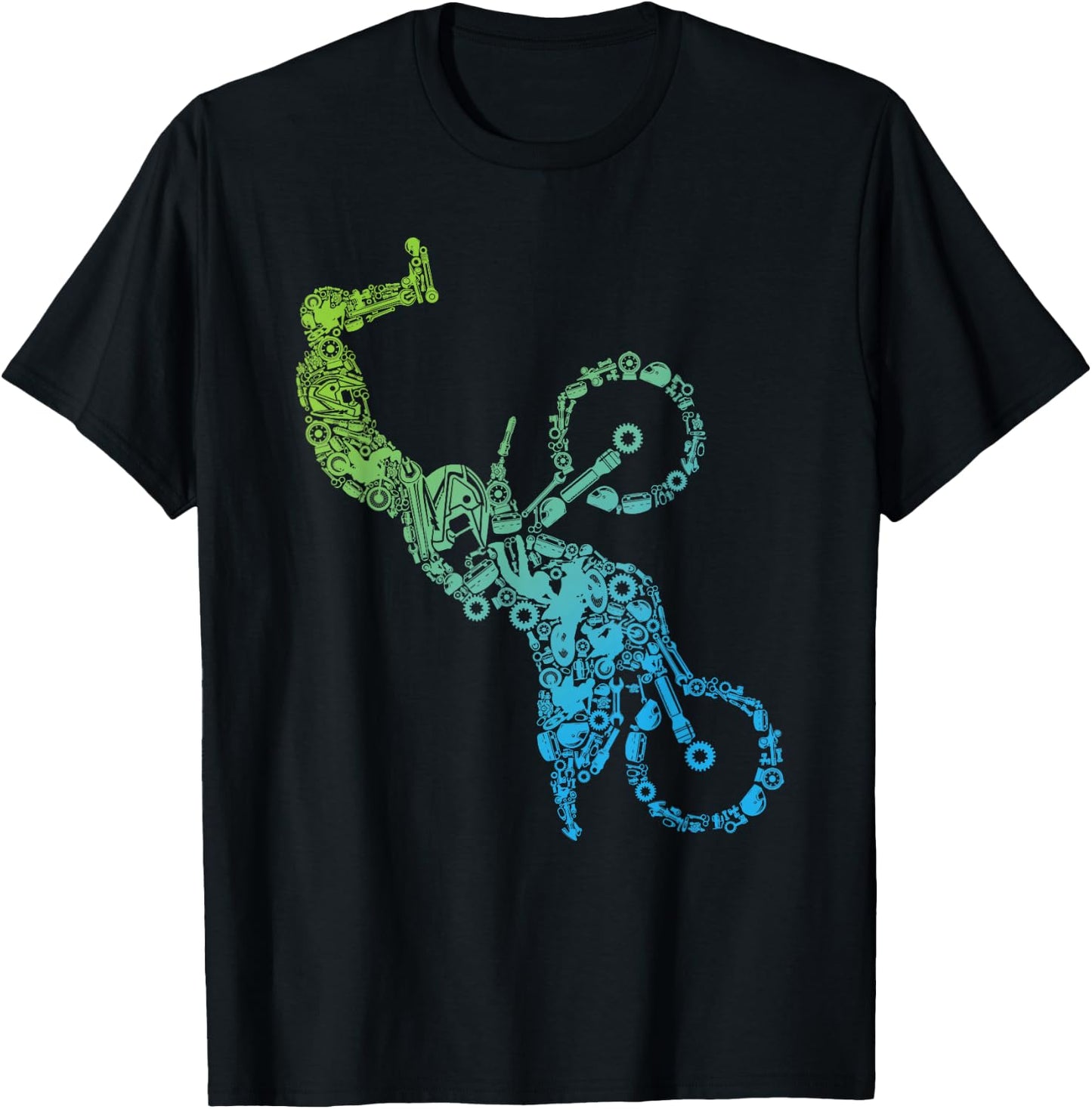 Mechanical Motocross Rider Steampunk Dirt Bike Freestyle MX T-Shirt - T-Shirt | Black