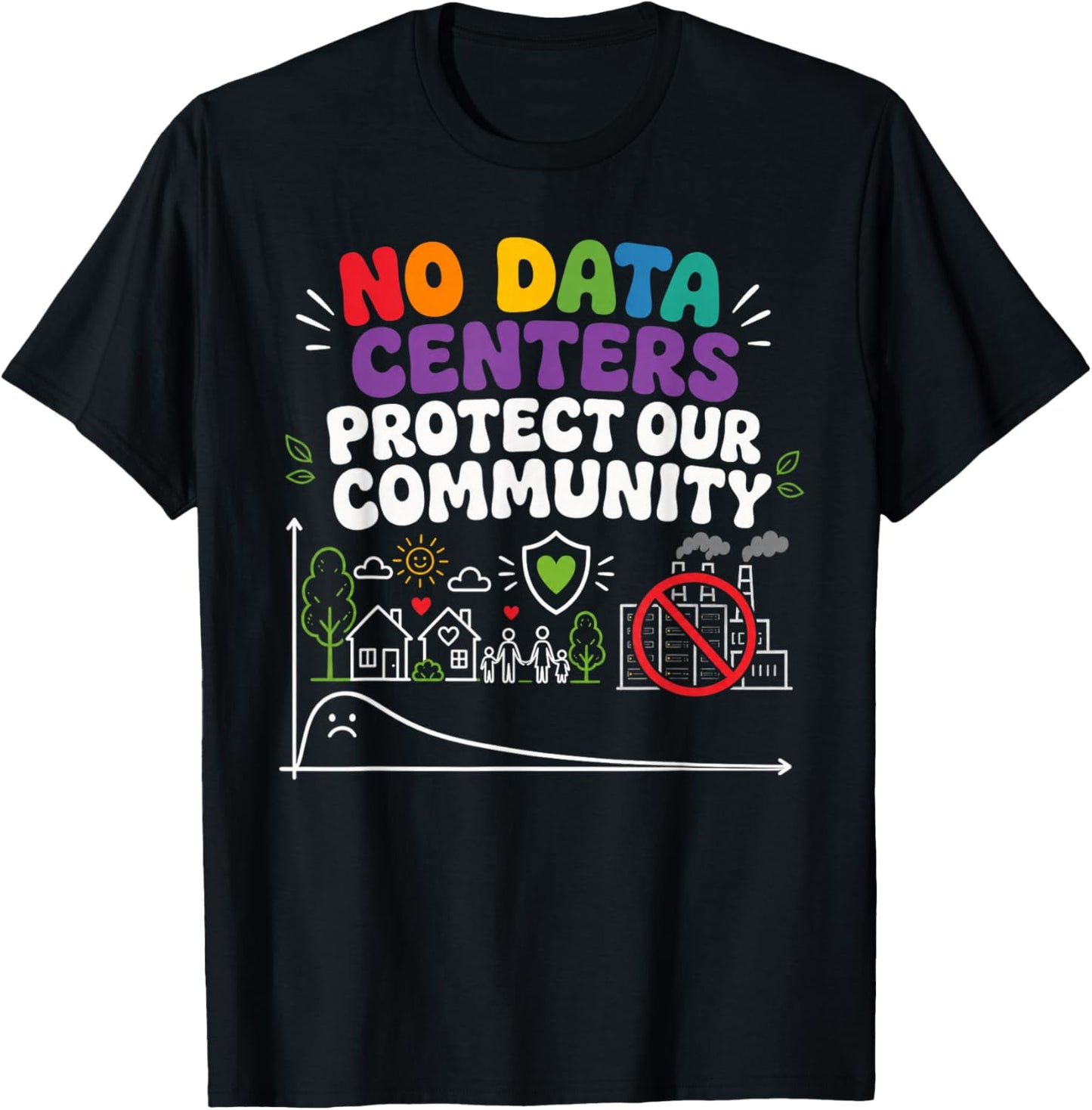 No Data Centers Protect Our Community Retro T-Shirt - T-Shirt | Black