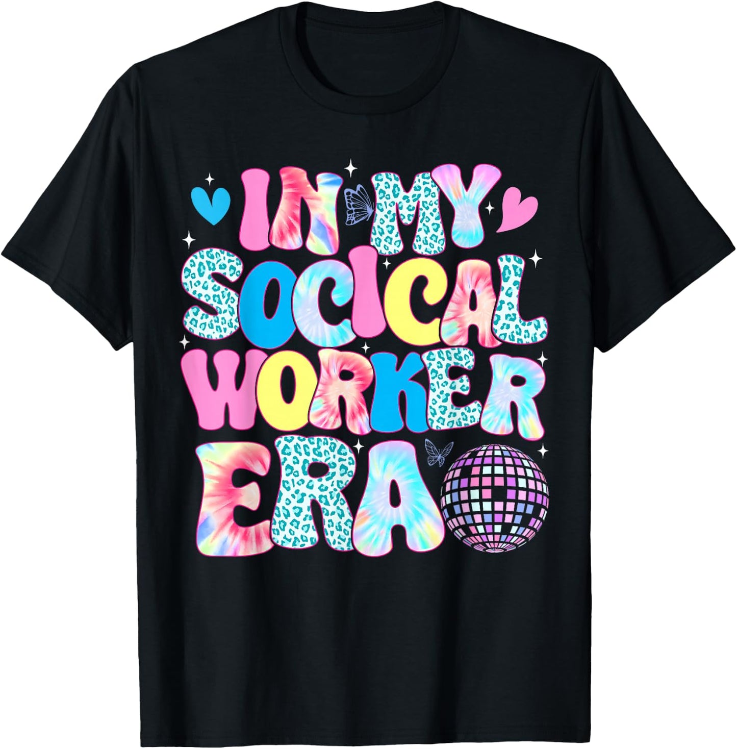 In My Social Worker Era Tie Dye Leopard Social Worker MSW T-Shirt - T-Shirt | Black