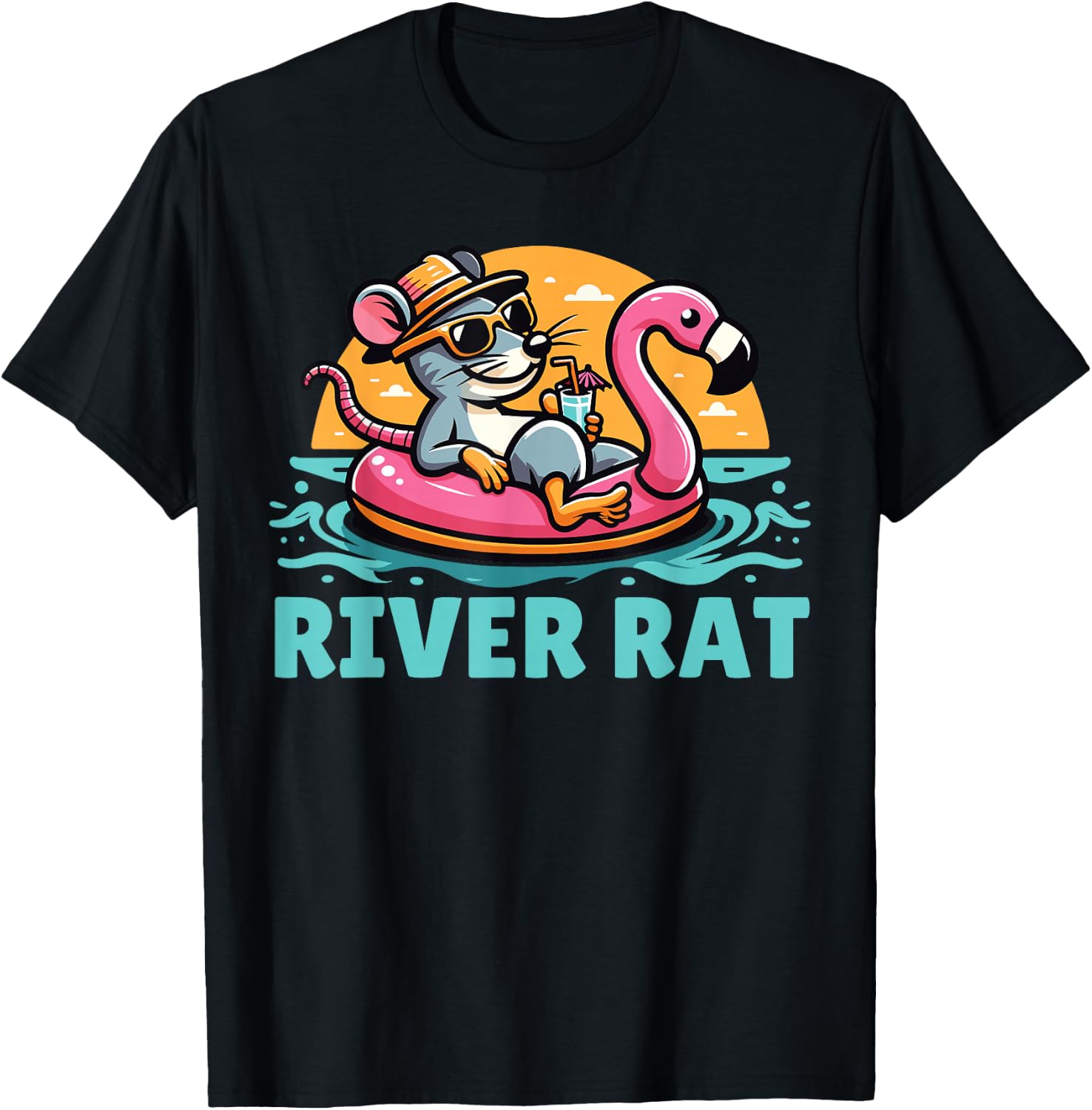 River Rat, River Floating, River Adventures, River Rat T-Shirt - T-Shirt | Black
