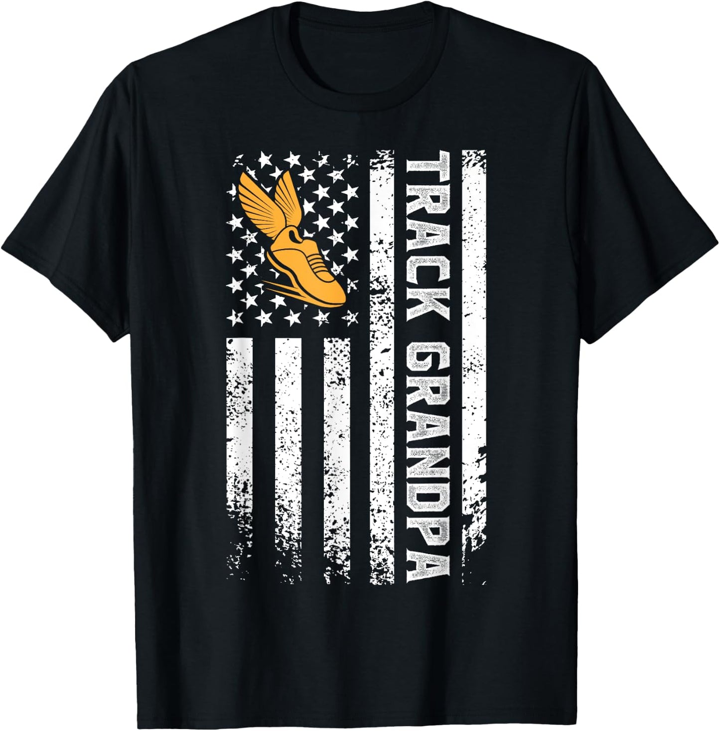 Track Grandpa US Flag Track And Field Grandfather T-Shirt - T-Shirt | Black