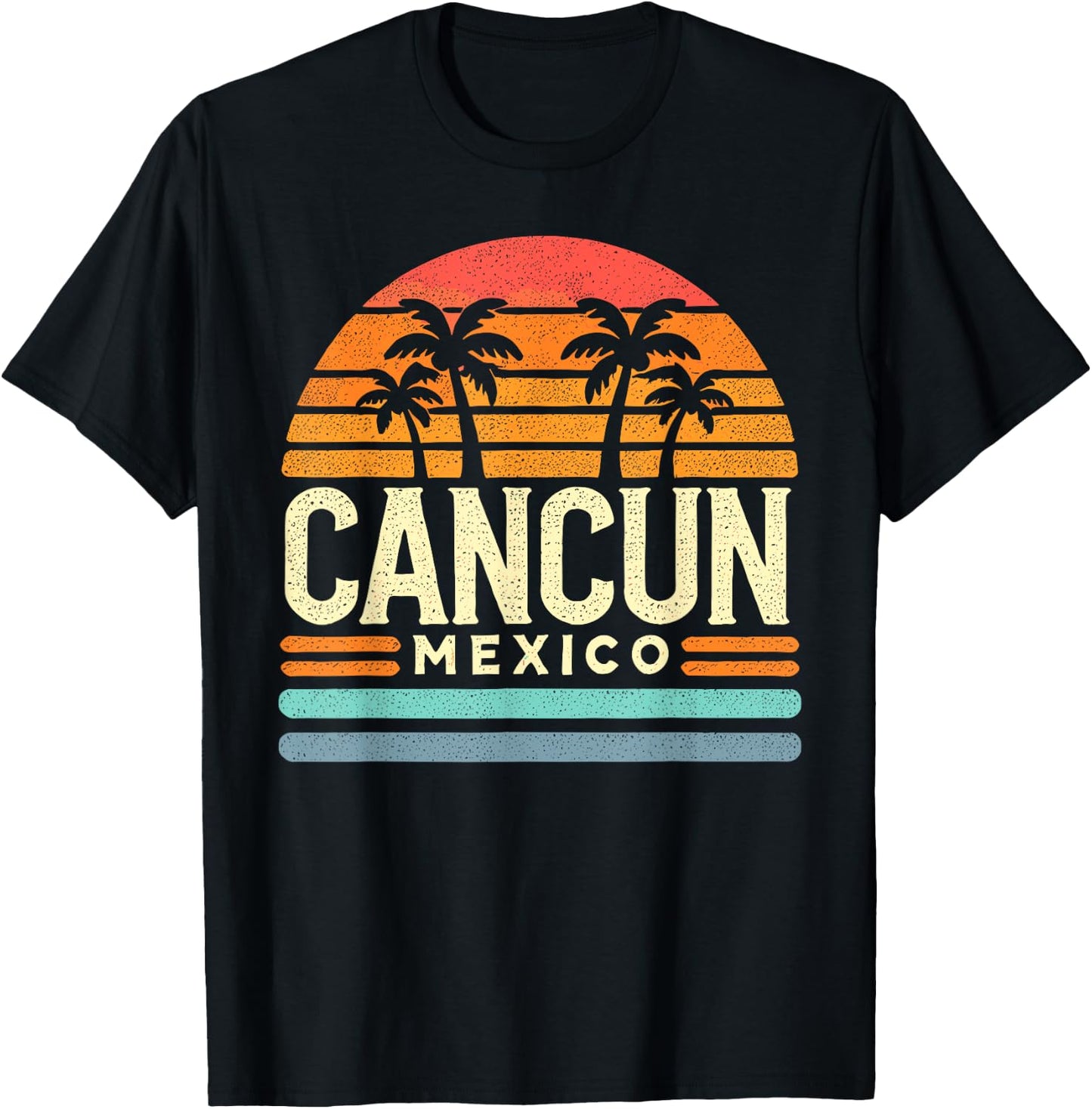 Cancun Designs By ShirtZilla Cancun Mexico Retro Beach Souvenir -Adults , Black, Small T-Shirt - T-Shirt | Black