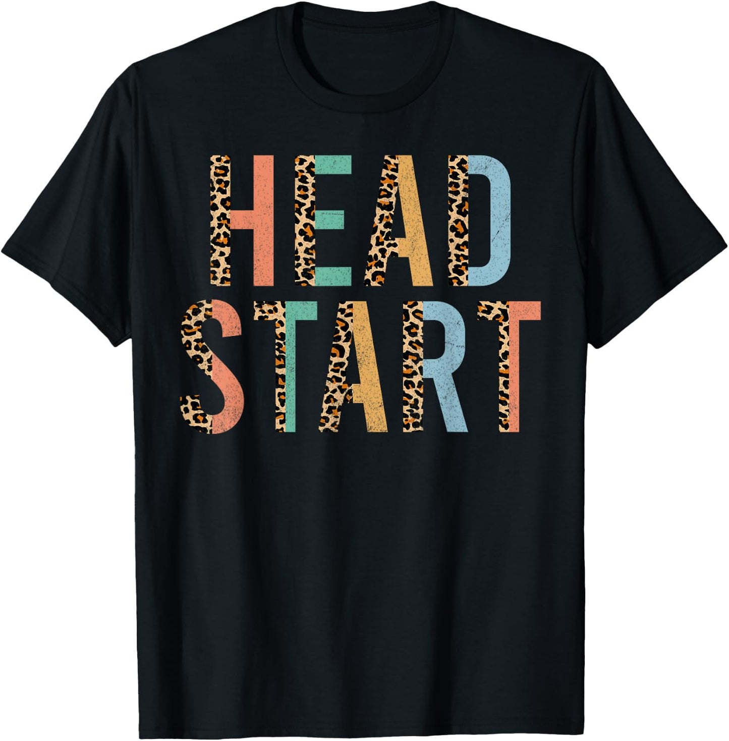 Head Start Teacher Leopard Alphabet Head Start Crew T-Shirt - T-Shirt | Black