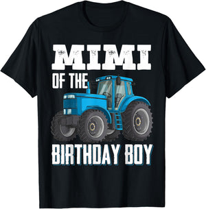 Mimi Of The Birthday Boy Family Tractors Farm Trucks Bday T-Shirt - T-Shirt | Black