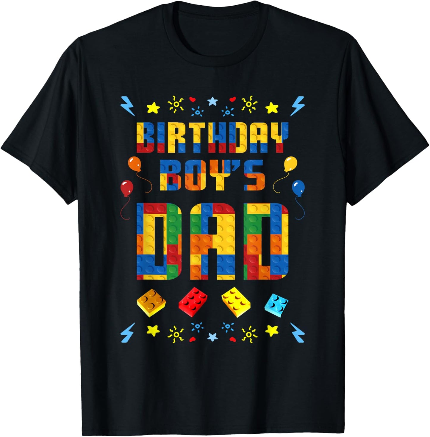 Birthday Boy's Dad Master Builder Building Blocks Family T-Shirt - T-Shirt | Black