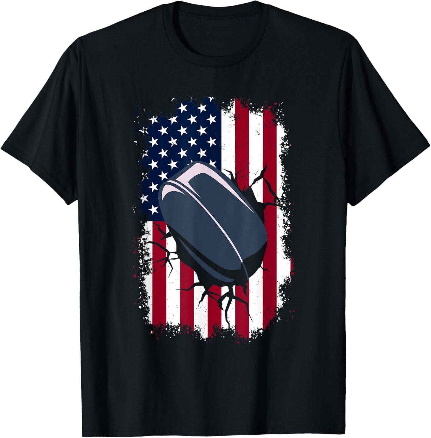 USA American Ice Hockey Player Coach & Fan - Ice Hockey T-Shirt - T-Shirt | Black