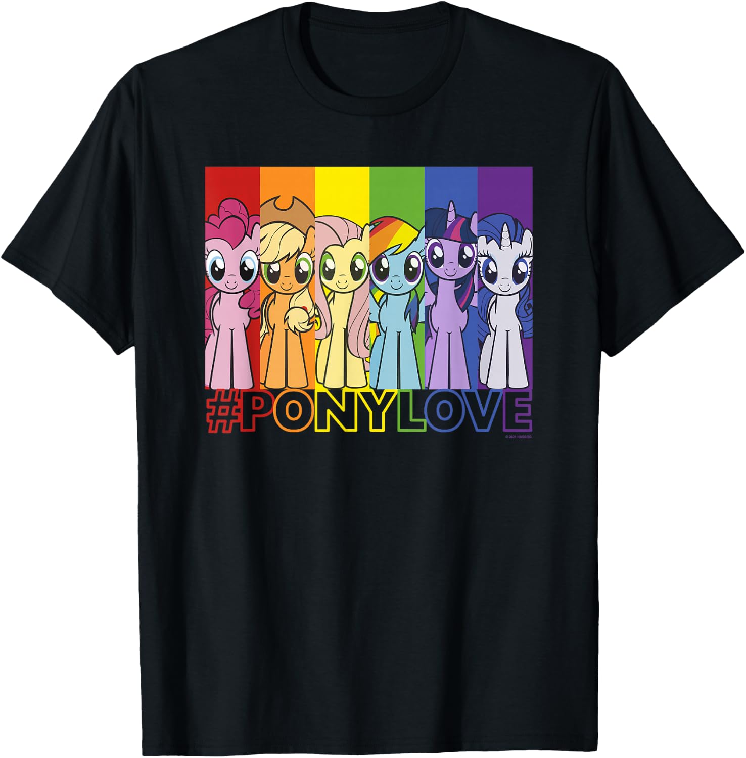 My Little Pony: Friendship is Magic Pony Love Rainbow Panels T-Shirt - T-Shirt | Black