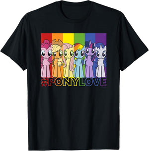 My Little Pony: Friendship is Magic Pony Love Rainbow Panels T-Shirt - T-Shirt | Black