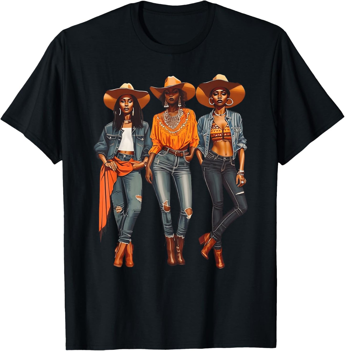 Black Cowgirl Western Rodeo Melanin Black History Texas T-Shirt - T-Shirt | Black