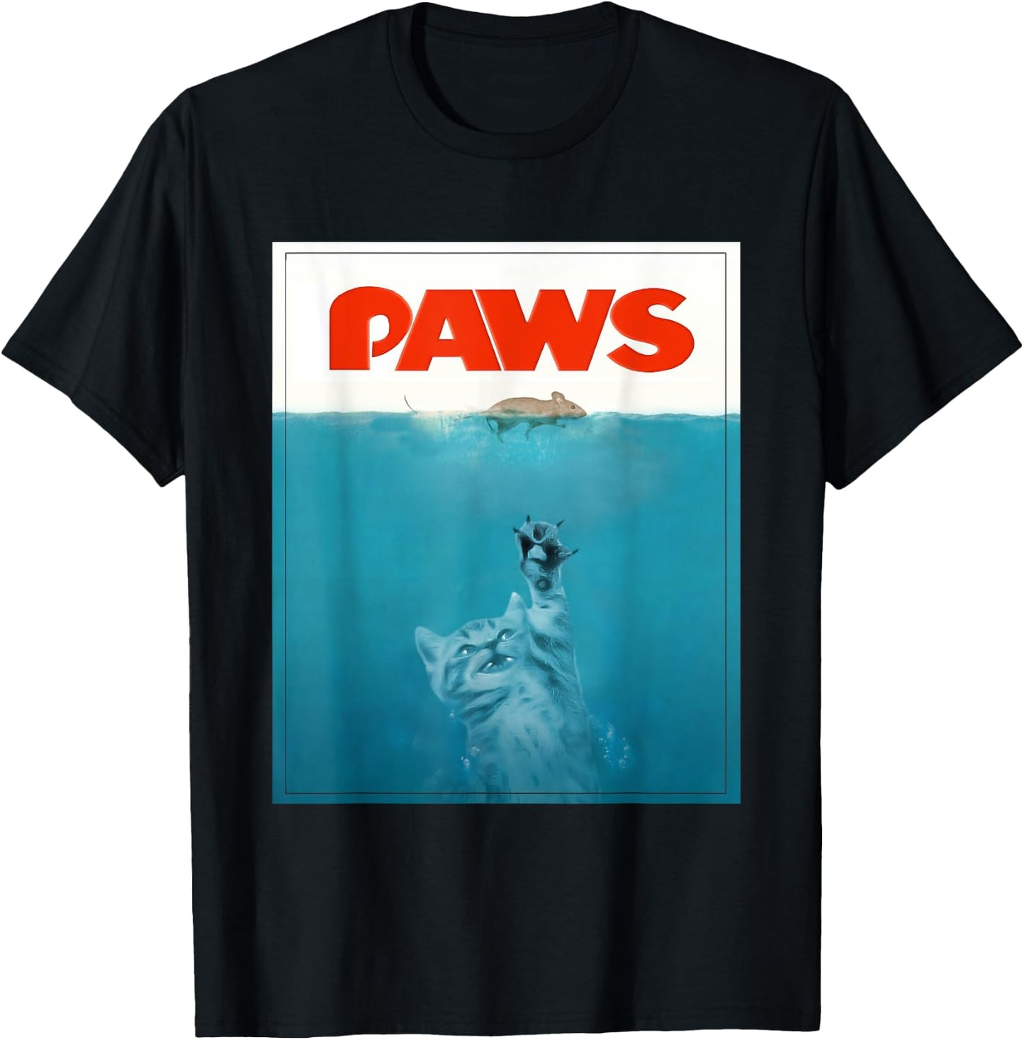 Paws cat funny , Kitten movie poster parody Men Women T-Shirt - T-Shirt | Black