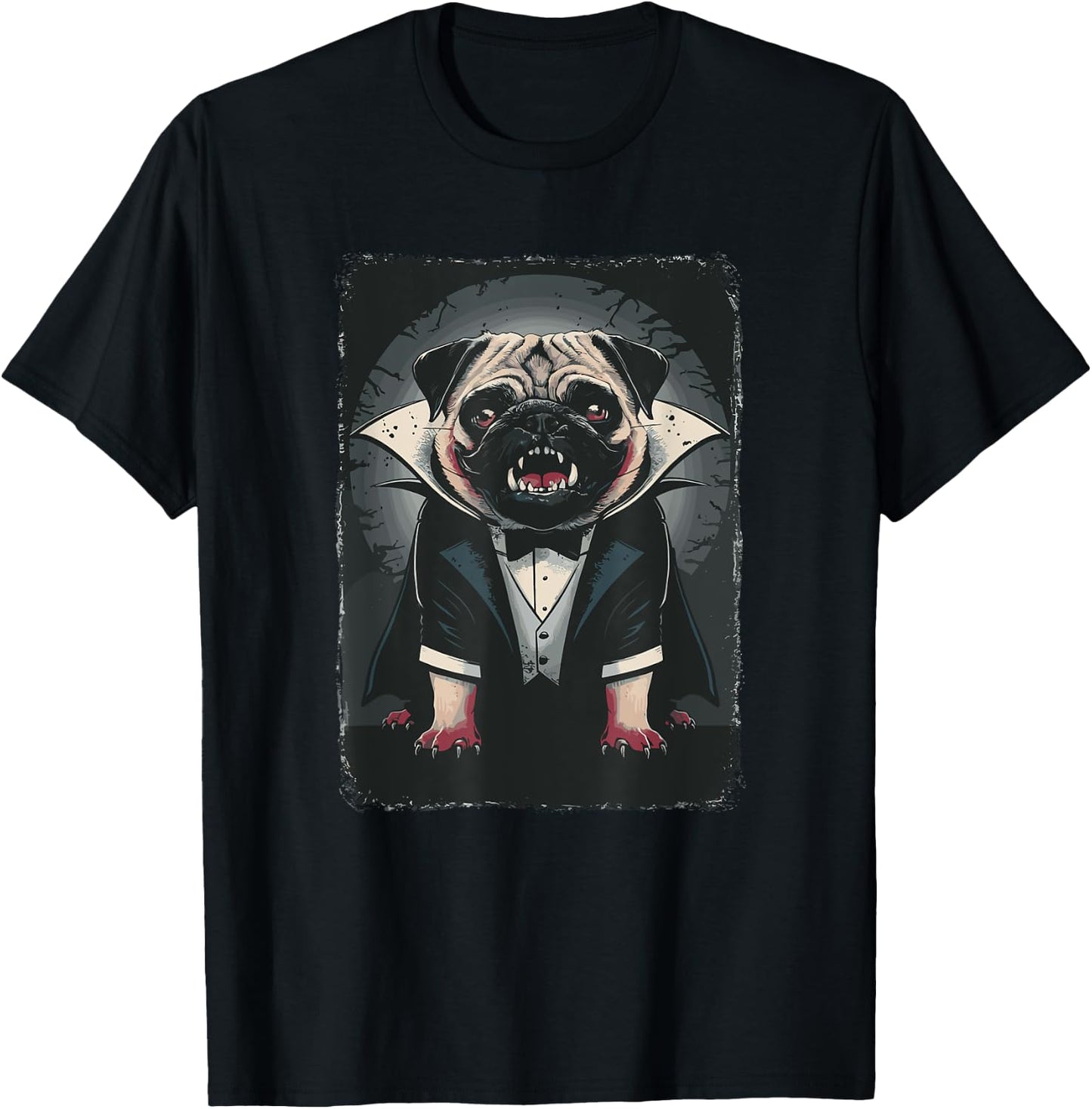 Halloween Vampire Pug Pugs T-Shirt - T-Shirt | Black