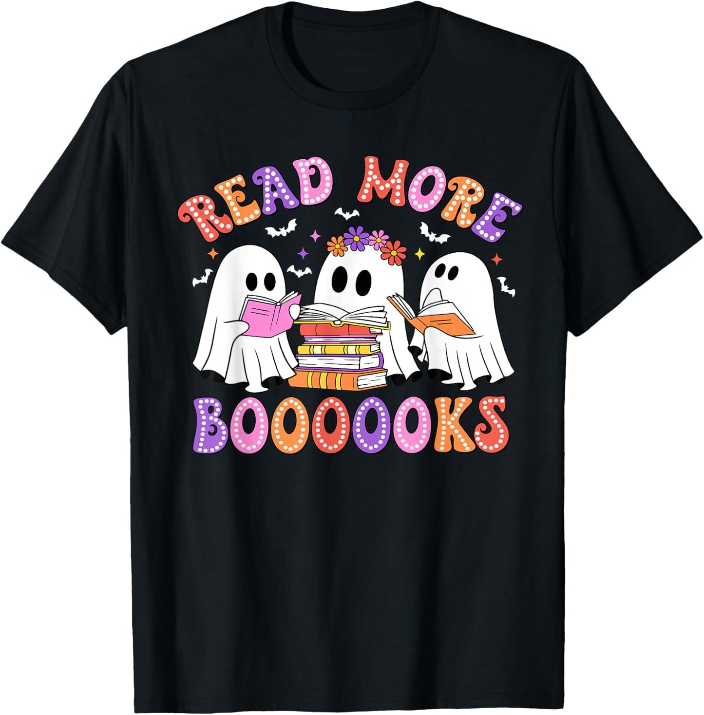 Trick Or Teach Read More Boooooks Teacher Ghost Halloween T-Shirt - T-Shirt | Black