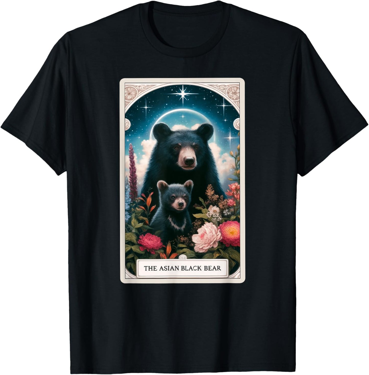 The Asian Black Bear Tarot Card Animal Wildlife T-Shirt - T-Shirt | Black